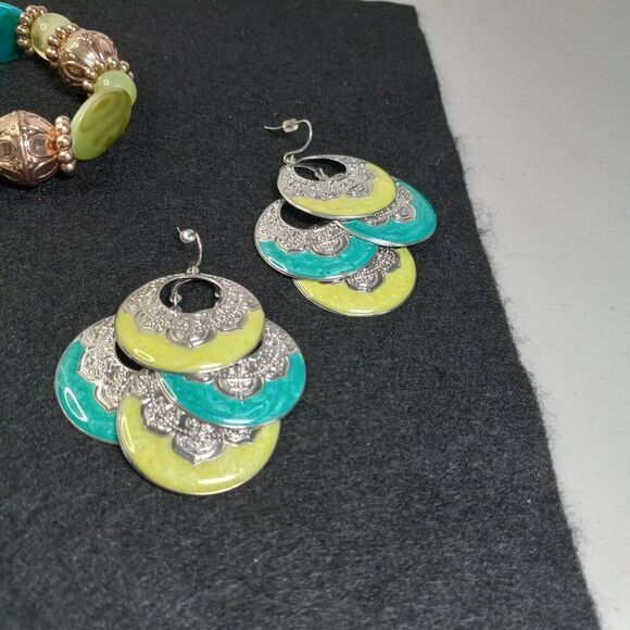 Green Bracelets and Dangling Earrings - Picture 2 of 9